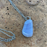 Blue Lace Agate Stone Pendant Necklace