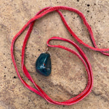 Bloodstone Pendant on Genuine Leather Necklace