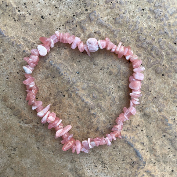 Candy Pink Rhodochrosite Chip stone Bracelet