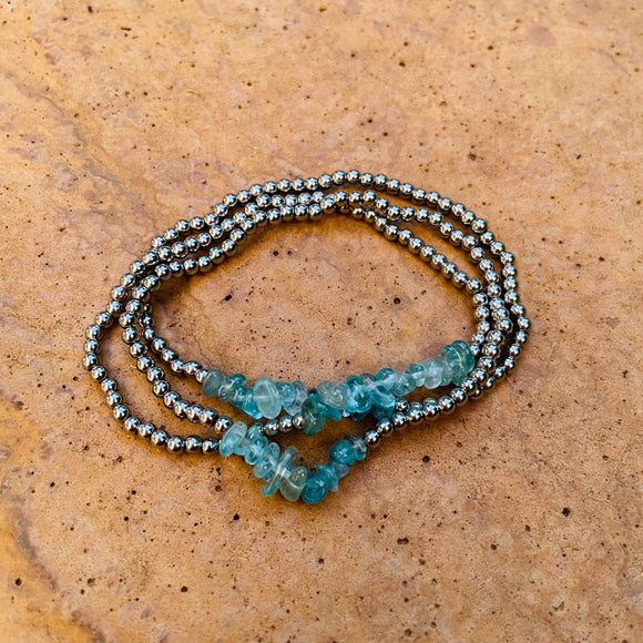 Clear Blue Apatite Crystal Bracelet