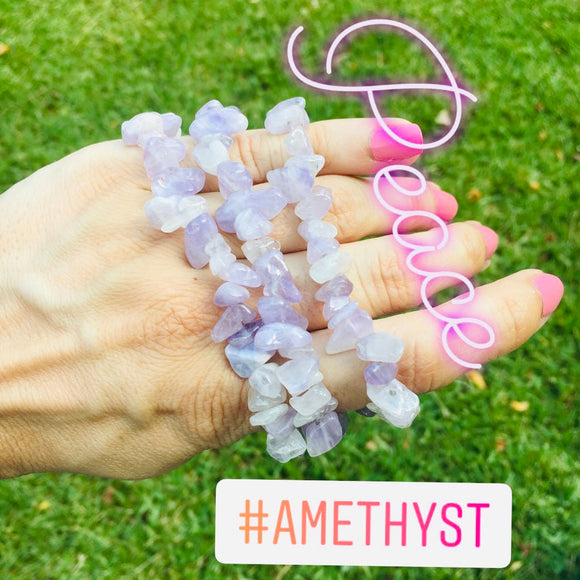Lilac Amethyst Chip Stone Bracelets