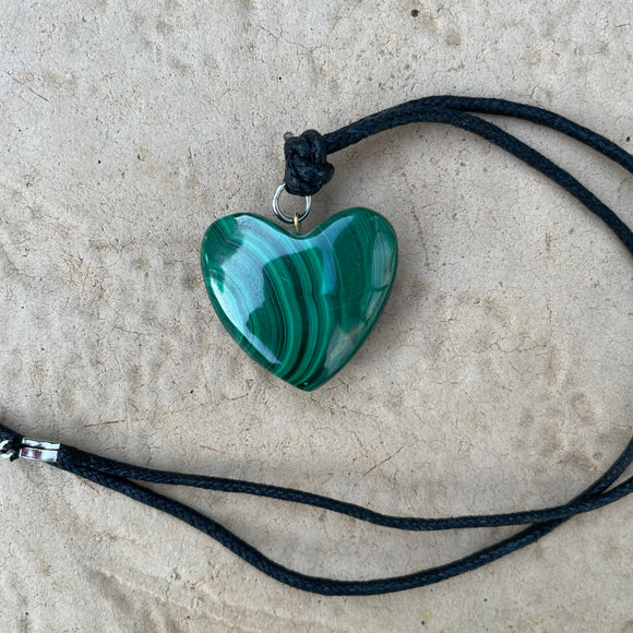 Malachite Heart Pendant Necklace