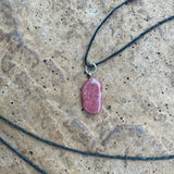 Candy Pink Rhodochrosite Stone Pendant Necklace