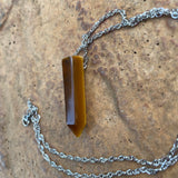 Tigers Eye Point Stone Pendant Necklace