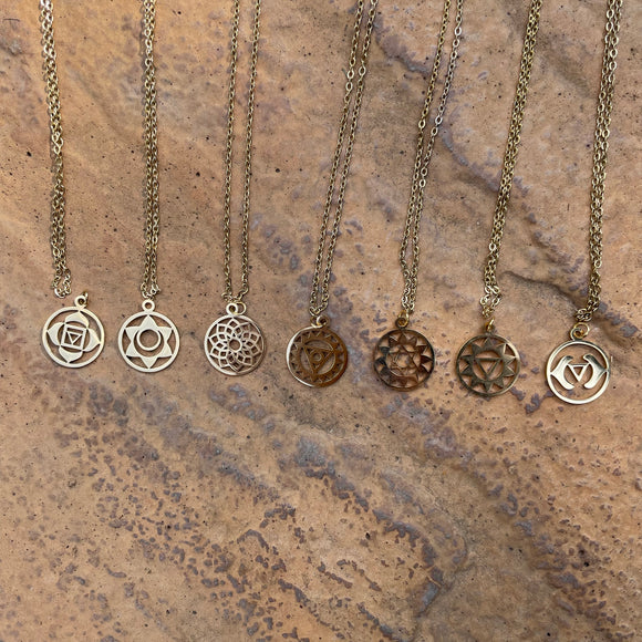 CHAKRA PENDANT NECKLACE ON GOLD CHAIN