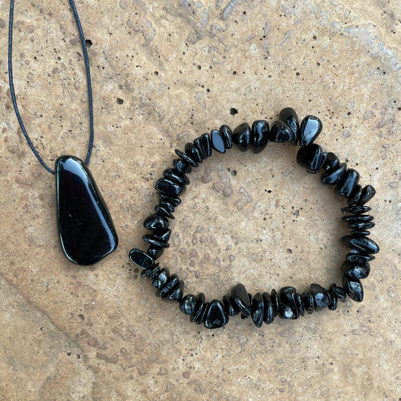 Black Tourmaline Bracelet + Necklace