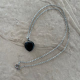 Black Obsidian Heart Chain Necklace