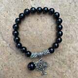 Onyx Crystal Protection Bracelet with tree charm