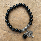 Onyx Crystal Protection Bracelet with tree charm