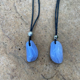 Blue Lace Agate Stone Pendant Adjustable Necklace