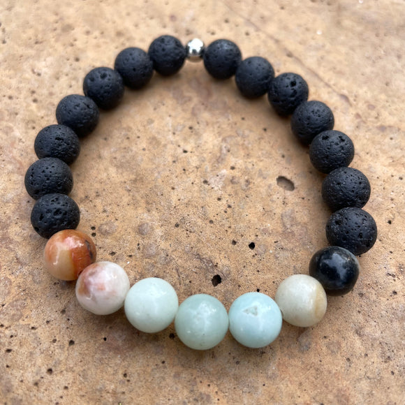 amazonite black lava bead bracelet