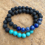 Turquoise Howlite + Lava Bracelet