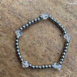 Clear Quartz Cubes + Stainless Steel Beads Bracelet