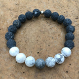 Howlite and grey lava bracelet