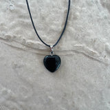 Black Obsidian Heart Chain Necklace