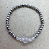 Rose Quartz + Stainless Steel Bead Bracelet